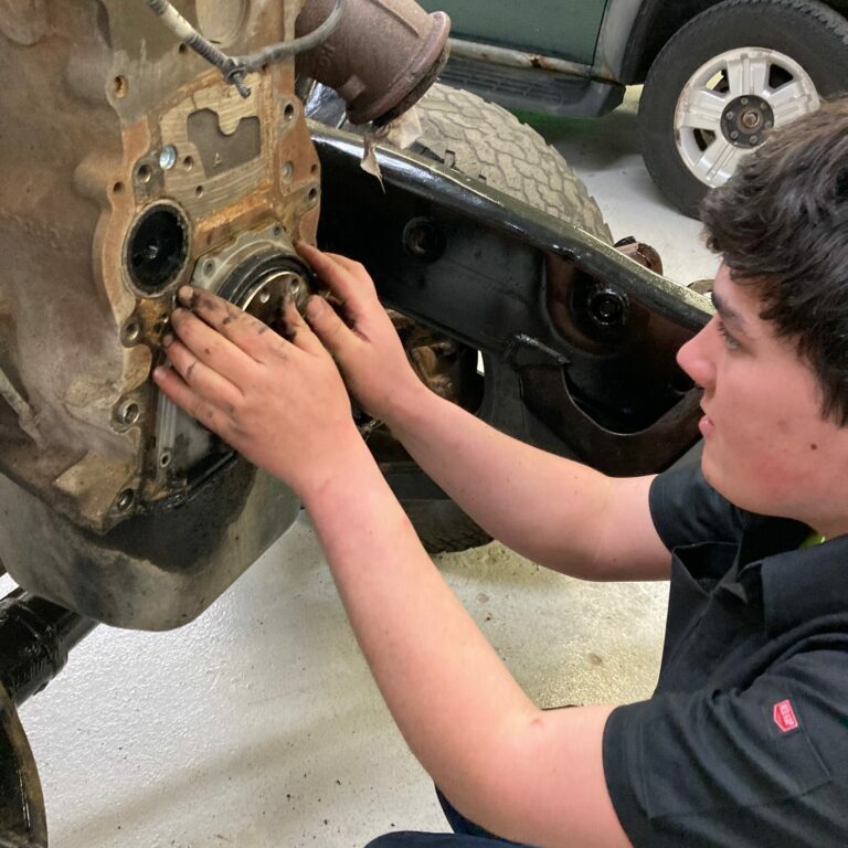 Jaden working on the main rear seal